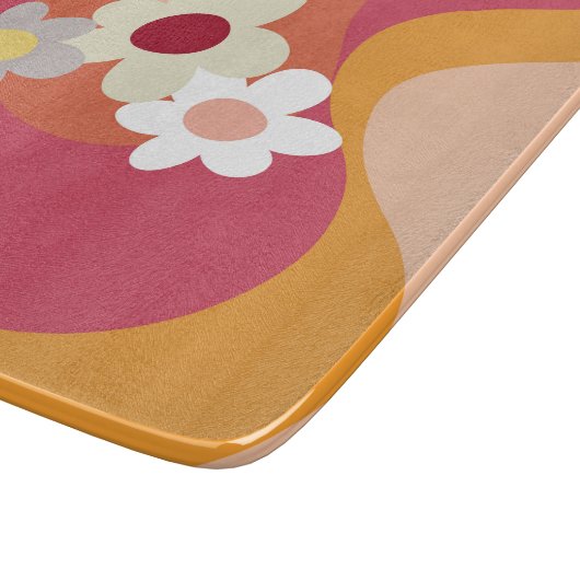 Blume im Retrostil Schneidebrett (Ecke)