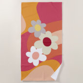 Blume im Retrostil Strandtuch (Vorderseite)