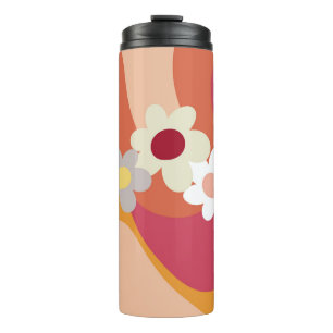 Blume im Retrostil Thermosbecher