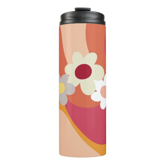 Blume im Retrostil Thermosbecher (Vorderseite)
