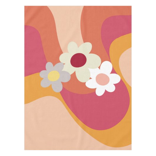 Blume im Retrostil Tischdecke (Vorderseite)
