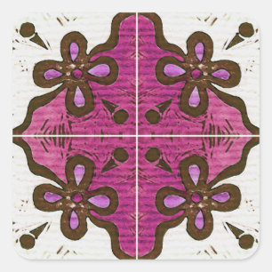 Blume im Rosa inspiriert vom Portugiesen Azulejos Quadratischer Aufkleber