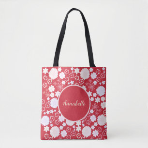 Blume im roten Blumenmuster - Benutzerdefiniert Tasche