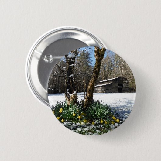 Blume im Schnee Button (Vorne & Hinten)