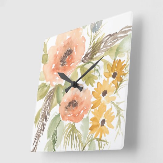 Blume im Spätsommer I Quadratische Wanduhr (Winkel)