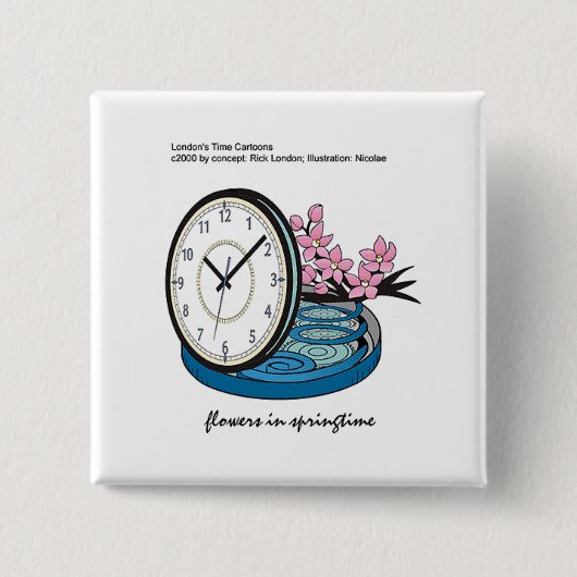 Blume im Springtime Alberne Sonnenanbetungen & T-S Button (Vorderseite)