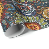 Blume im Stil der Aborigine-Kunst Hochglanzpapier Geschenkpapier (Rolleneckpunkt)