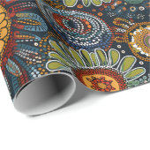 Blume im Stil der aborigines Kunst Geschenkpapier (Rolleneckpunkt)