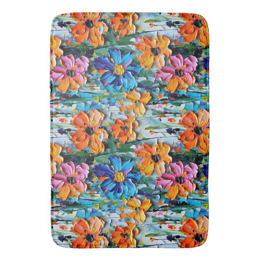 Blume im Stildach von Impasto Badematte (Vorderseite Vertikal)