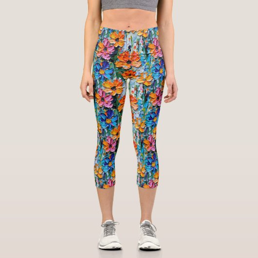 Blume im Stildach von Impasto Capri Leggings (Vorderseite)