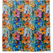 Blume im Stildach von Impasto Duschvorhang (Vorderseite)