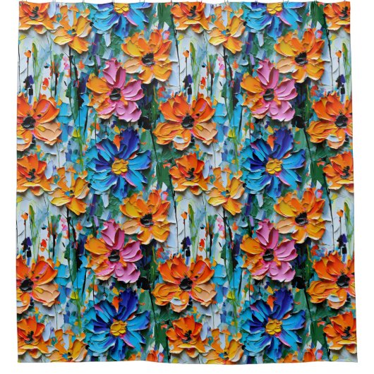 Blume im Stildach von Impasto Duschvorhang (Vorderseite)