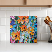 Blume im Stildach von Impasto Fliese