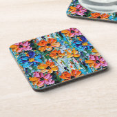 Blume im Stildach von Impasto Getränkeuntersetzer (Linke Seite)