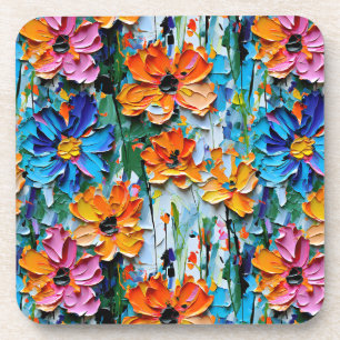 Blume im Stildach von Impasto Getränkeuntersetzer