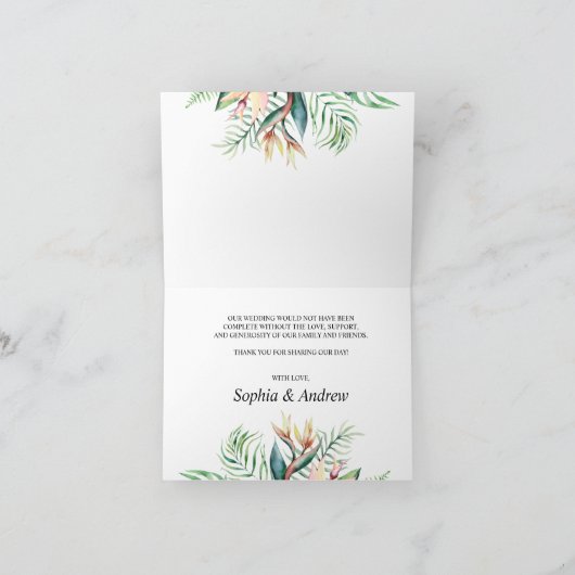 Blume im tropischen Grünen Dankeskarte (Innenseite)