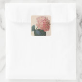 Blume im Vintagen Garten, Pink Hydrangea Hortensia Quadratischer Aufkleber (Tasche)