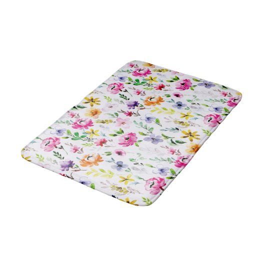 Blume im Wasser Pastellfarben Badematte (Schrägansicht)