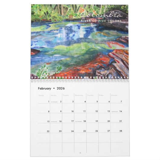 Blume im Wasserbereich Vögel und Landschaften Kalender (Feb 2026)