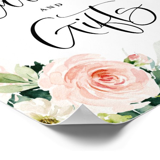 Blume im Wasserfarben Hochzeitsgarten und Geschenk Poster (Ecke)