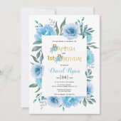 Blume im Wasserfarbenbereich Taufe und 1. Geburtst Einladung (Vorderseite)