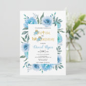 Blume im Wasserfarbenbereich Taufe und 1. Geburtst Einladung (Stehend Vorderseite)