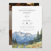 Blume im Wasserfarbengebirge Foto Engagement Party Einladung (Vorne/Hinten)