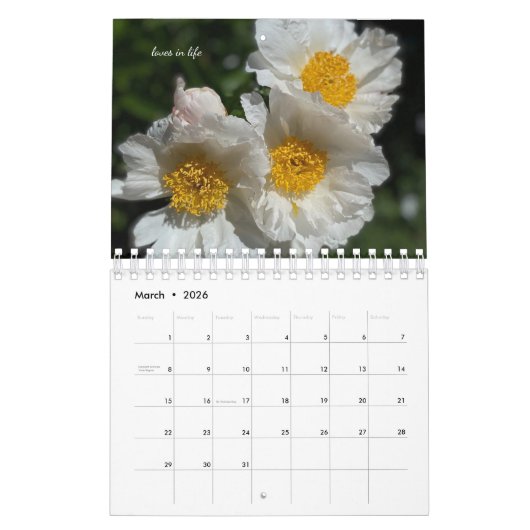 Blume im Weißen Garten Kalender (Mär 2026)