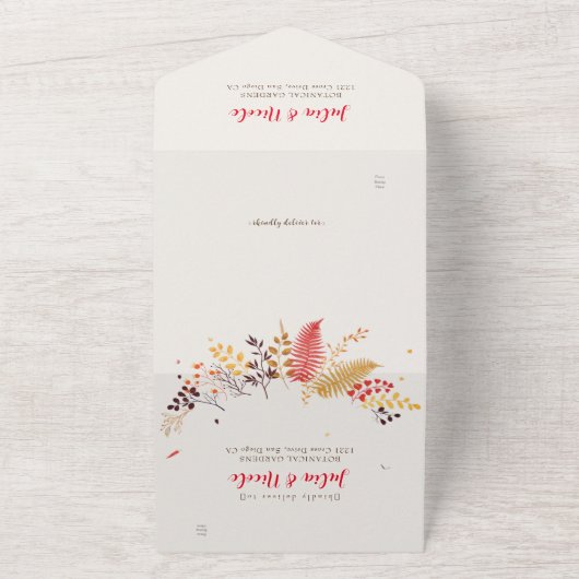 Blume im Wildwald Fern Mushrooms Foliage All In One Einladung (Außenbereich)