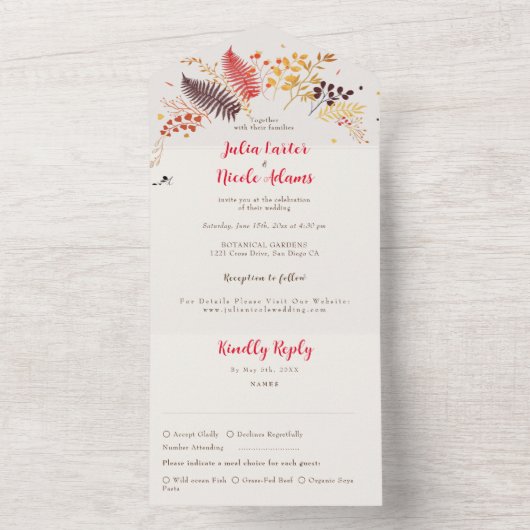 Blume im Wildwald Fern Mushrooms Foliage All In One Einladung (Innen Boden)