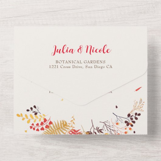 Blume im Wildwald Fern Mushrooms Foliage All In One Einladung (Rückseite)