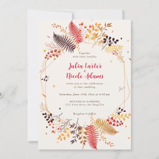 Blume im Wildwald Fern Mushrooms Foliage Einladung (Vorderseite)