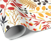 Blume im Wildwald Fern Mushrooms Foliage Geschenkpapier (Rolleneckpunkt)