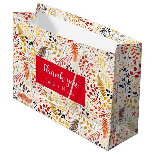 Blume im Wildwald Fern Mushrooms Foliage Große Geschenktüte (Vorderseite Schrägansicht)