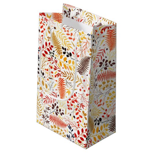 Blume im Wildwald Fern Mushrooms Foliage Kleine Geschenktüte (Rückseite Schrägansicht)