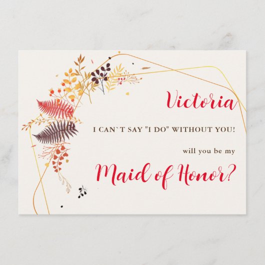 Blume im Wildwald Fern Mushrooms Foliage Menükarte (Vorderseite)