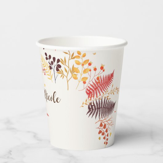 Blume im Wildwald Fern Mushrooms Foliage Pappbecher (Rückseite)