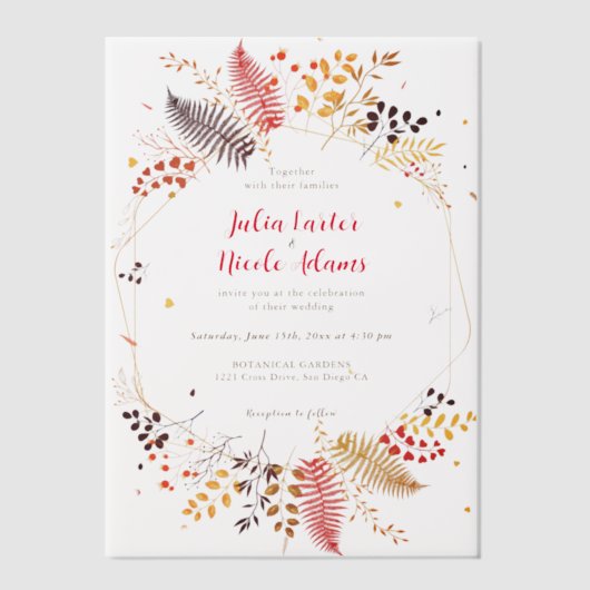 Blume im Wildwald Fern Mushrooms Foliage Pergament Einladungen (Vorderseite)