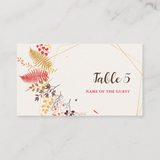 Blume im Wildwald Fern Mushrooms Foliage Platzkarte (Rückseite)