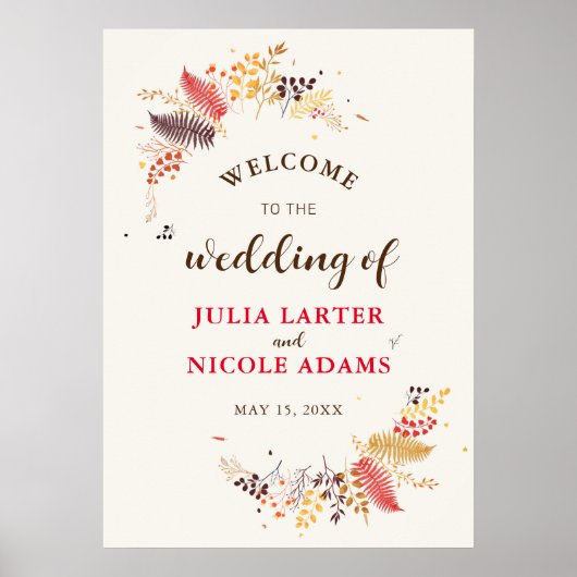 Blume im Wildwald Fern Mushrooms Foliage Poster (Vorne)
