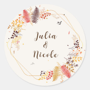 Blume im Wildwald Fern Mushrooms Foliage Runder Aufkleber