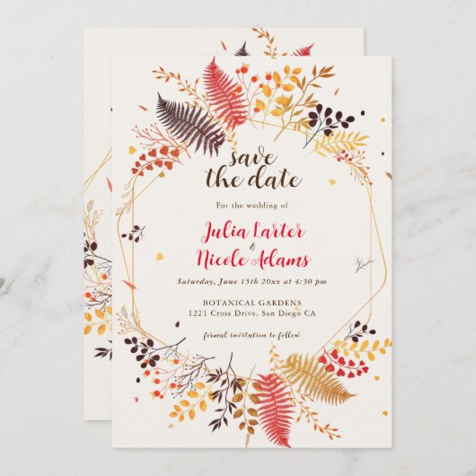 Blume im Wildwald Fern Mushrooms Foliage Save The Date (Vorne/Hinten)