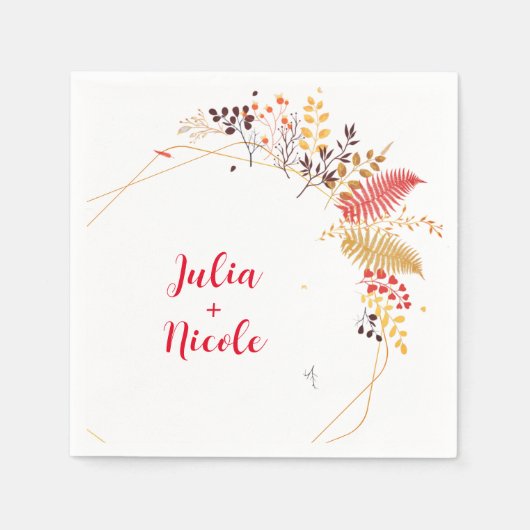 Blume im Wildwald Fern Mushrooms Foliage Serviette (Vorderseite)