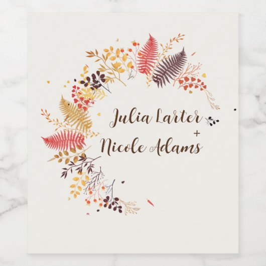 Blume im Wildwald Fern Mushrooms Foliage Weinetikett (Einzelnes Label)