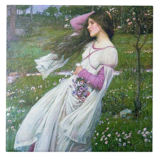 Blume im Wind, John William Waterhouse Fliese (Vorderseite)