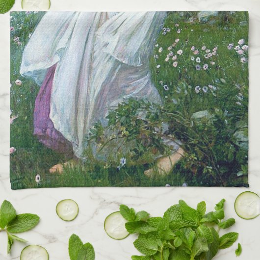 Blume im Wind, John William Waterhouse Geschirrtuch (Gefaltet)