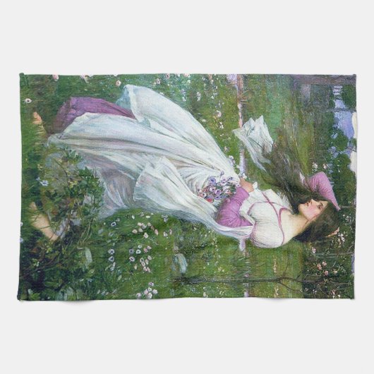 Blume im Wind, John William Waterhouse Geschirrtuch (Horizontal)