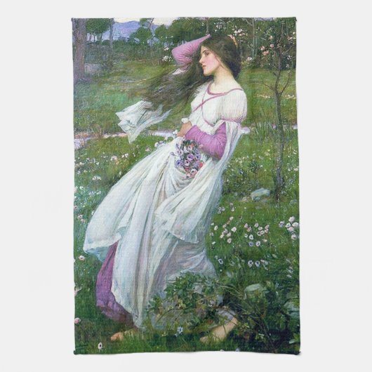 Blume im Wind, John William Waterhouse Geschirrtuch (Vertikal)