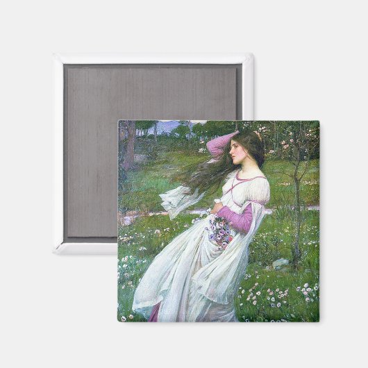 Blume im Wind, John William Waterhouse Magnet (Vorderseite/Rückseite)