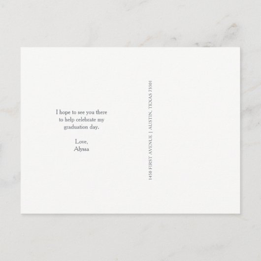 Blume | Imitats Glitzer Graduation Party Einladungspostkarte (Rückseite)